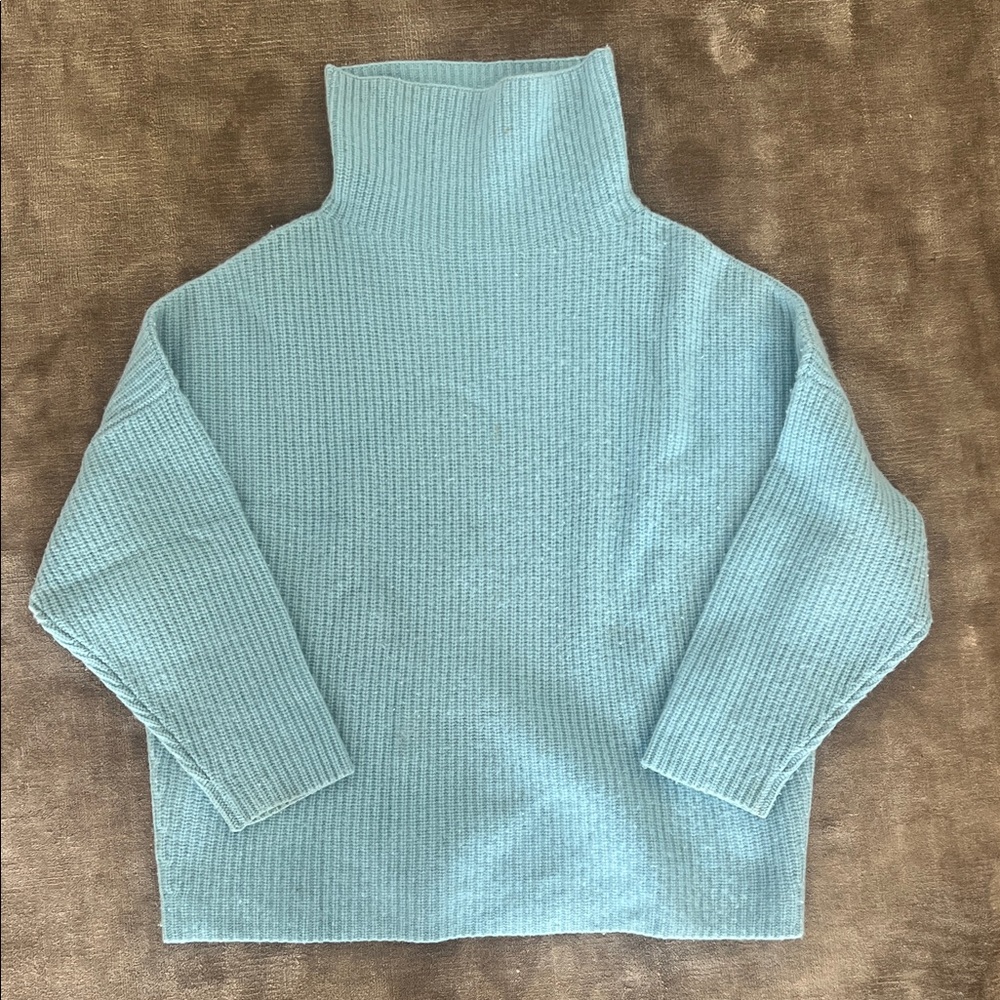 Gorgeous Robins Egg lue Turtleneck Sweater 100% Cashmere J Crew